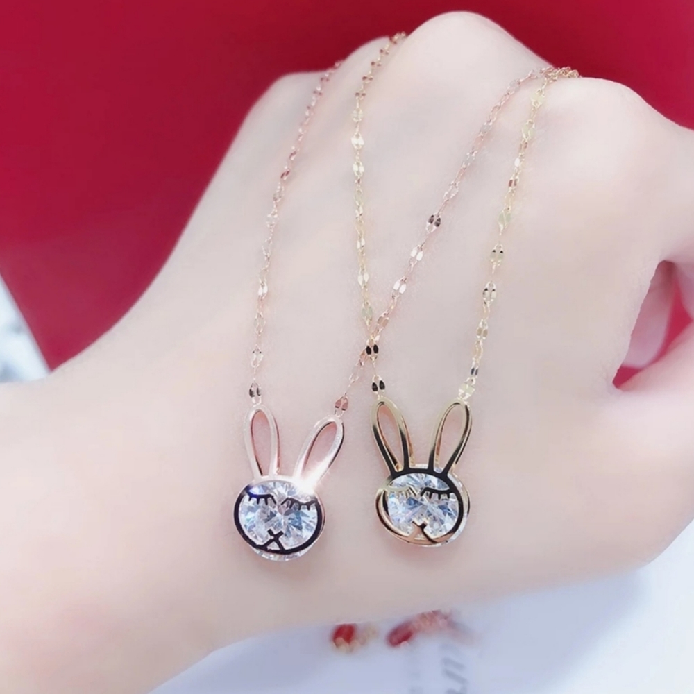 1pc The Rabbit Zircon Pendant Necklace Titanium St
